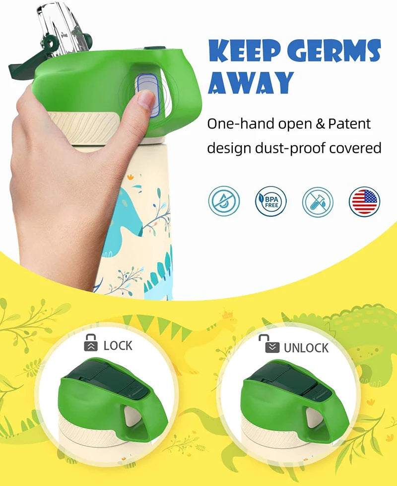 FJbottle water bottle for children ,Vacuum Flacks for girls, thermos Bottle With Healthy Straw And BPA Free,350ML