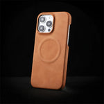 Business Design Magnetic Charging Shockproof Lambskin Artificial Leather Cell Phone Case for iPhone
