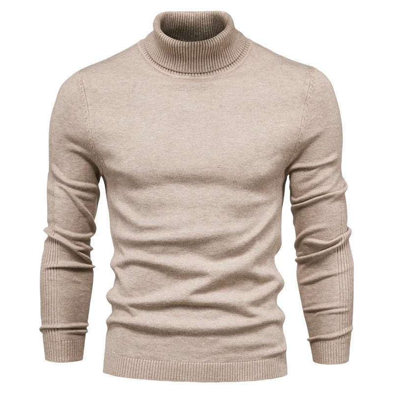 New Quality Winter Mens Sweaters Casual Turtleneck Thick Pullovers Solid Color Warm Slim Fit Turtleneck Sweaters Pullover Men