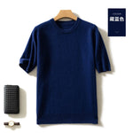 Fashion Menswear 100% Goat Cashmere 2021 Man O-Neck Pullovers Winter Sweaters Knitted Half Sleeve Hot Sale Standard Male Tops