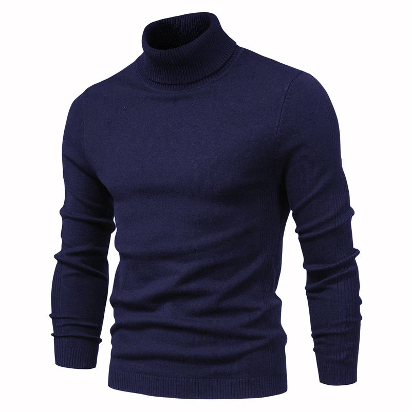 New Quality Winter Mens Sweaters Casual Turtleneck Thick Pullovers Solid Color Warm Slim Fit Turtleneck Sweaters Pullover Men