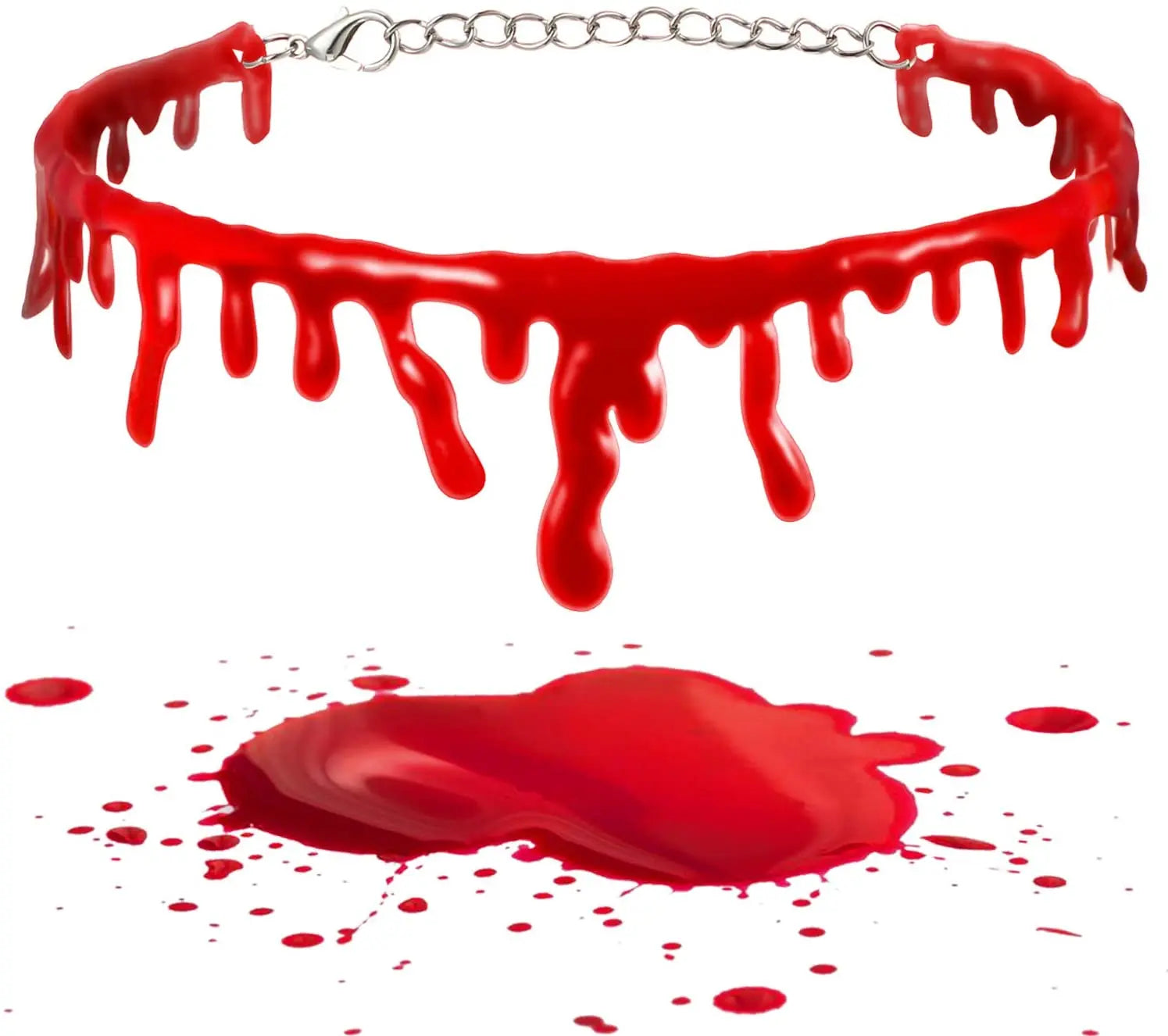 Halloween Decoration Bloody Necklace Horror Dripping Blood Collar Necklace Fake Blood Vampire Clown Costume Necklace Accessories