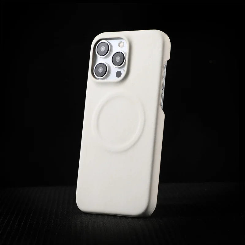 Business Design Magnetic Charging Shockproof Lambskin Artificial Leather Cell Phone Case for iPhone