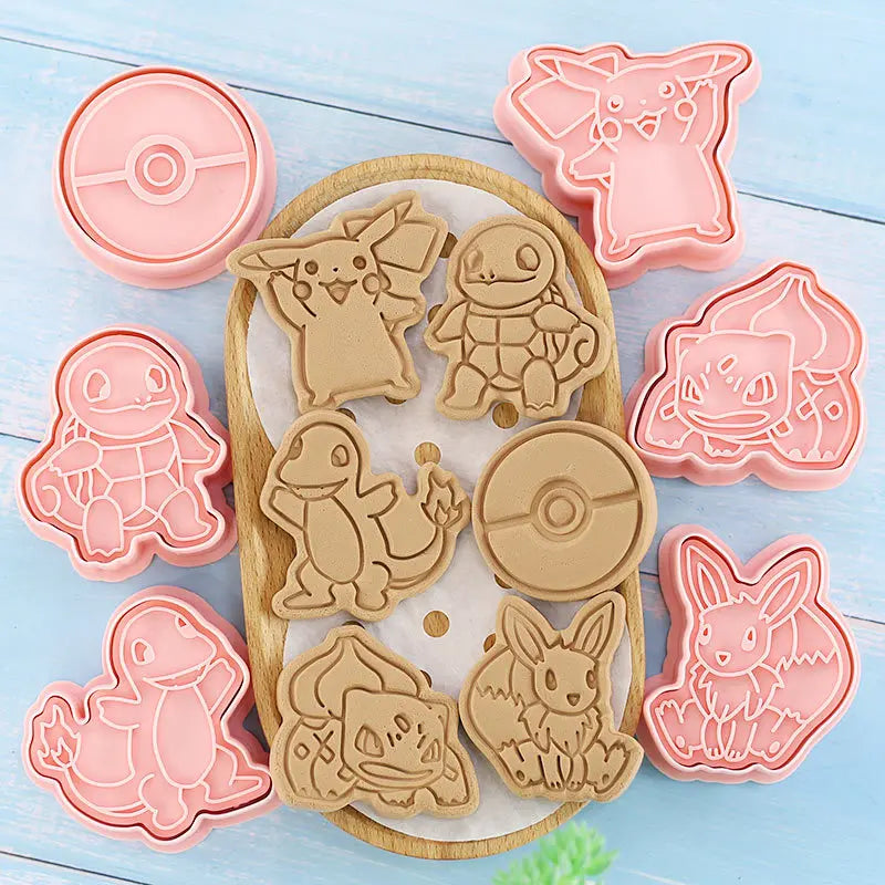 New 6pcs/Set Pokemon Figures Cookie Cutters Cartoon DIY Bakery Mold Biscuit Press Stamp Embosser Sugar Pasty Cake Mould Toys