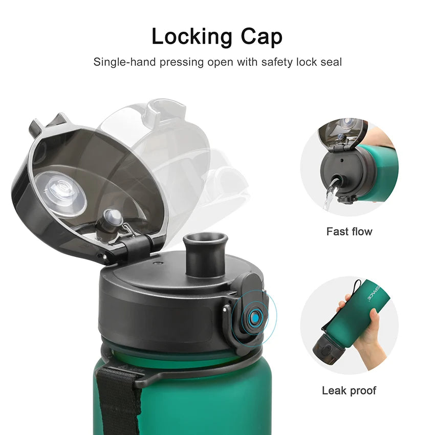 UZ Sports Water Bottle BPA Free Portable Leakproof Shaker Bottle Tritan Plastic Drinkware 500/1000ML Jug for Camping Gym School