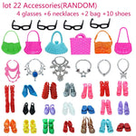 32 Item/Set Ba Doll Bie 11.5 inch Doll Accessories=10 Mix Dress+ 4 Glasses+ 6 Necklaces+2 Handbag+ 10 Shoes Clothes 11.8'' Doll