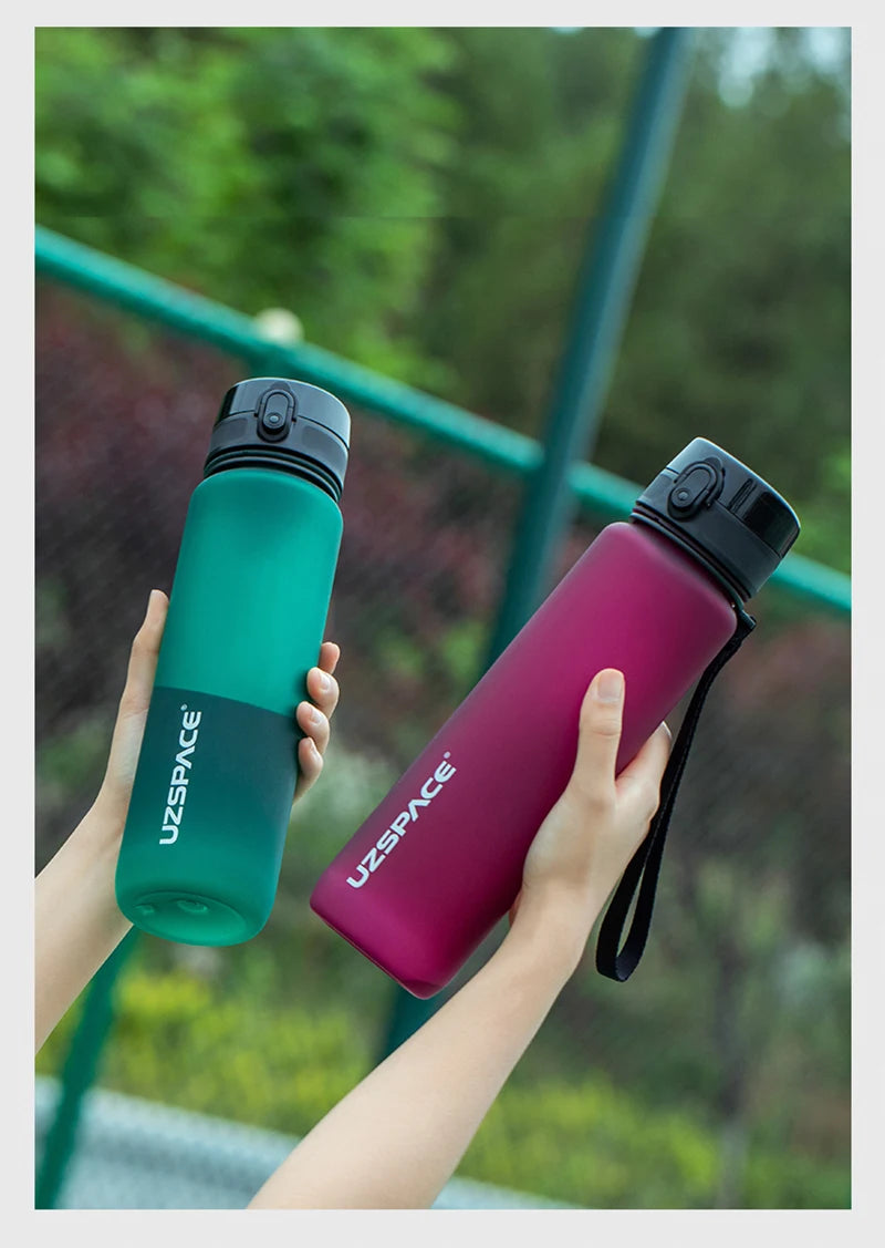 UZ Sports Water Bottle BPA Free Portable Leakproof Shaker Bottle Tritan Plastic Drinkware 500/1000ML Jug for Camping Gym School
