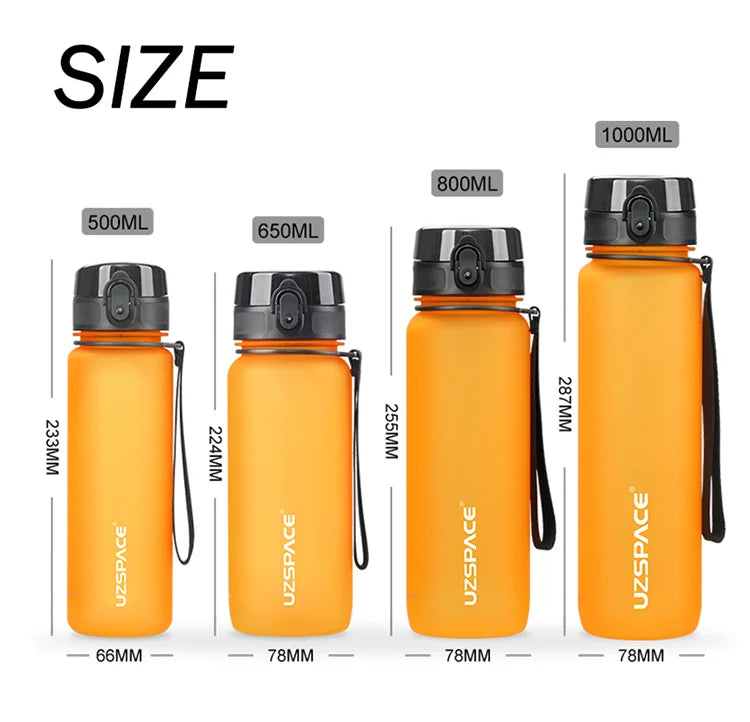 UZ Sports Water Bottle BPA Free Portable Leakproof Shaker Bottle Tritan Plastic Drinkware 500/1000ML Jug for Camping Gym School