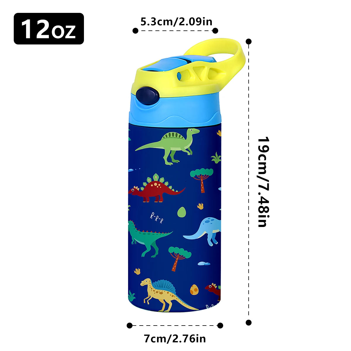 12OZ/350ml Cartoon Pattern Thermos Cup Stainless Steel Insulated Bottle Children Thermos Kettle Outdoor Portable Handheld Cup