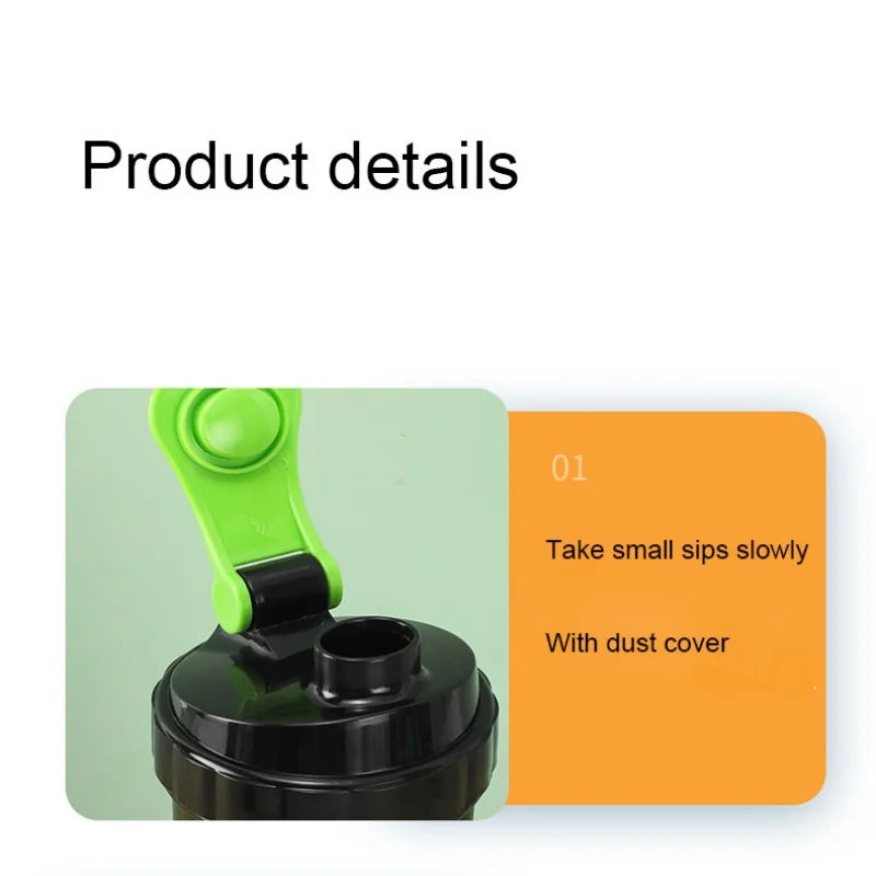 Creative Sports Shaker Cup Fitness Mixing Cup Fashion Trend Large Capacity Water Cup with Mixing Ball Convenient and Practical