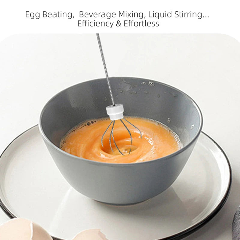 Electric Milk Frother USB Rechargeable Handheld Egg Beater 3 Speeds Foam Maker Mixer Coffee Drink Frothing Wand Foamer Kitchen