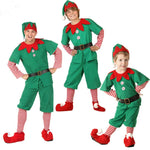 Winter Kids Warm Christmas Party Costume Coat+Pants+Hat+Shoes Covers Boys and Girls Santa Claus Role Play Outfit Xmas Clothing