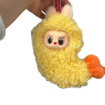 For Labubu Doll Clothes Fried Shrimp Onesie 1st 2nd 3rd Gen 17cm Labubu Sitting Party Yellow Outfit Vinyl Dolls Accessories