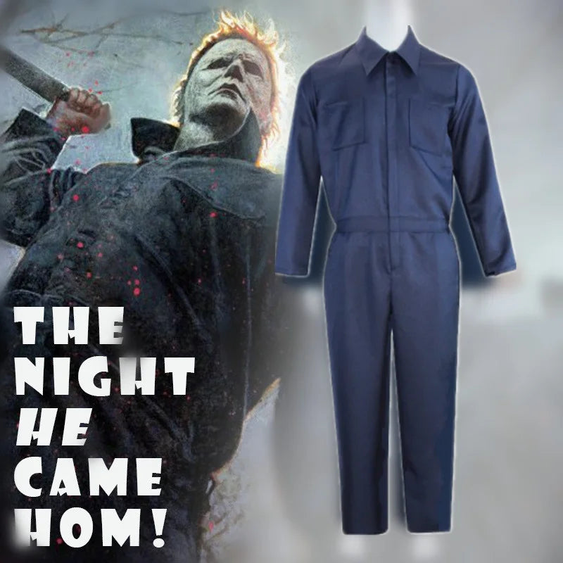 Michael Myers Costume Mask Cosplay Halloween Jumpsuit Outfits Horror Bloody Killer Carnival Party Costume for Adult Men