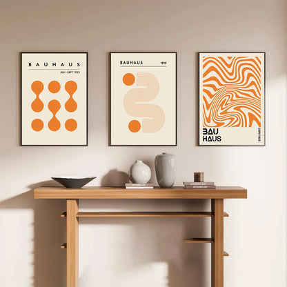 Unframed Orange Bauhaus Art Print Canvas Painting Abstract Minimalist Geometric Exhibition Poster Wall Art Home Decor