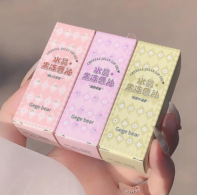 Gege Bear Crystal Jelly Fruit Lip Oil Peach Grape Avacado Hydrating Moisturizing Nourishing And Lightening Lips Line