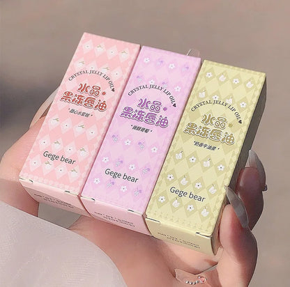 Gege Bear Crystal Jelly Fruit Lip Oil Peach Grape Avacado Hydrating Moisturizing Nourishing And Lightening Lips Line