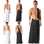 Mens Ancient Greek God Toga Gladiator Costumes Roman Emperor One Shoulder Sleeveless Robe Halloween Medieval Warrior Outfits