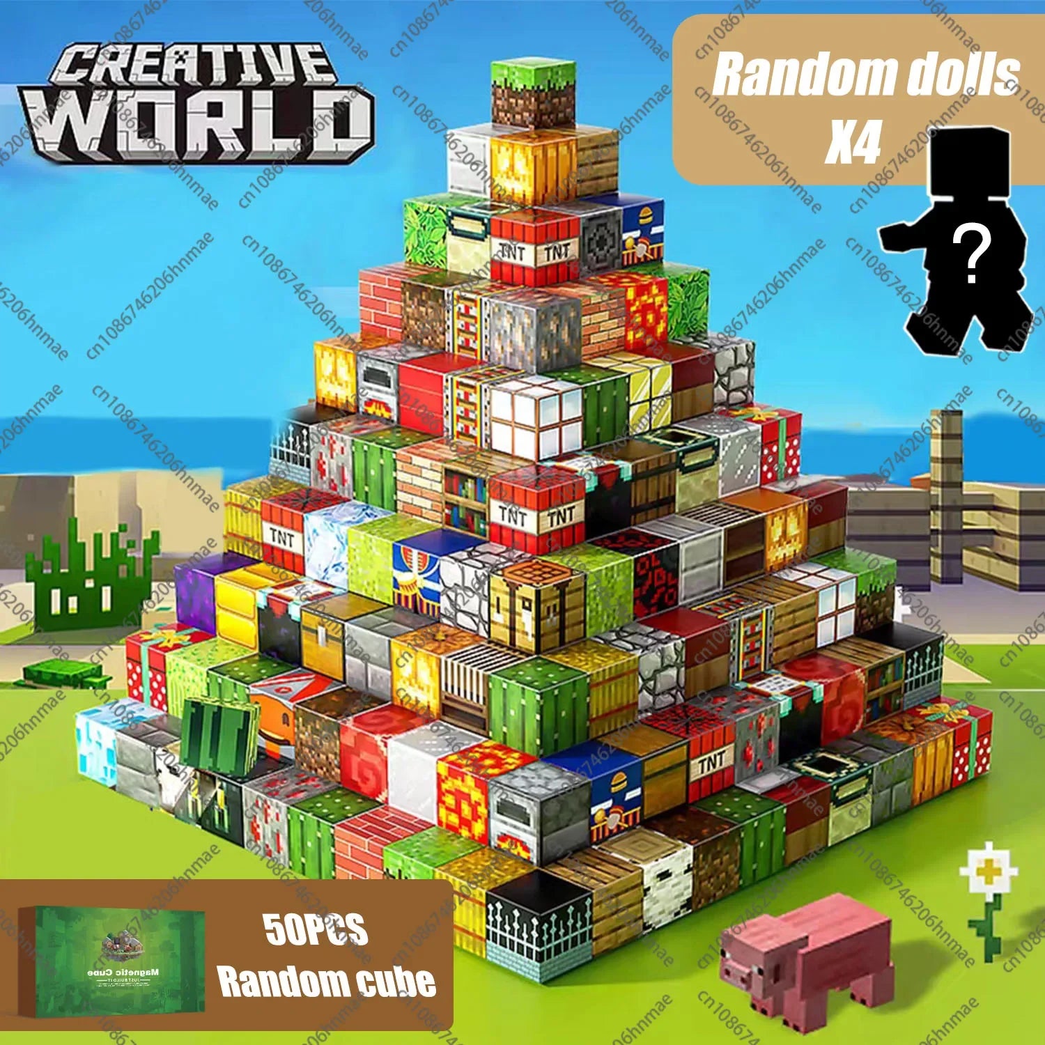 Magnetic Building Blocks Mine World Magnet Cube Set for Boy Girl Kid Age 3+ DIY Model Children STEM Educational Sensory Toy