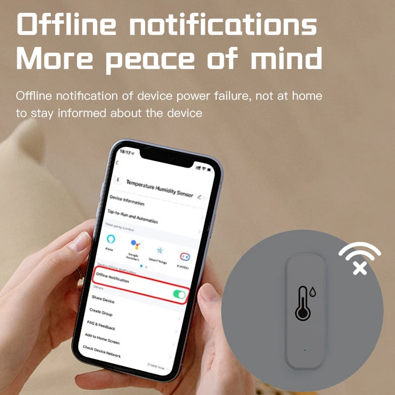 Support Tuya Zigbee Temperature Humidity Sensor Smart Home Device Compatible with Google Home Alexa for Environmental Monitoring