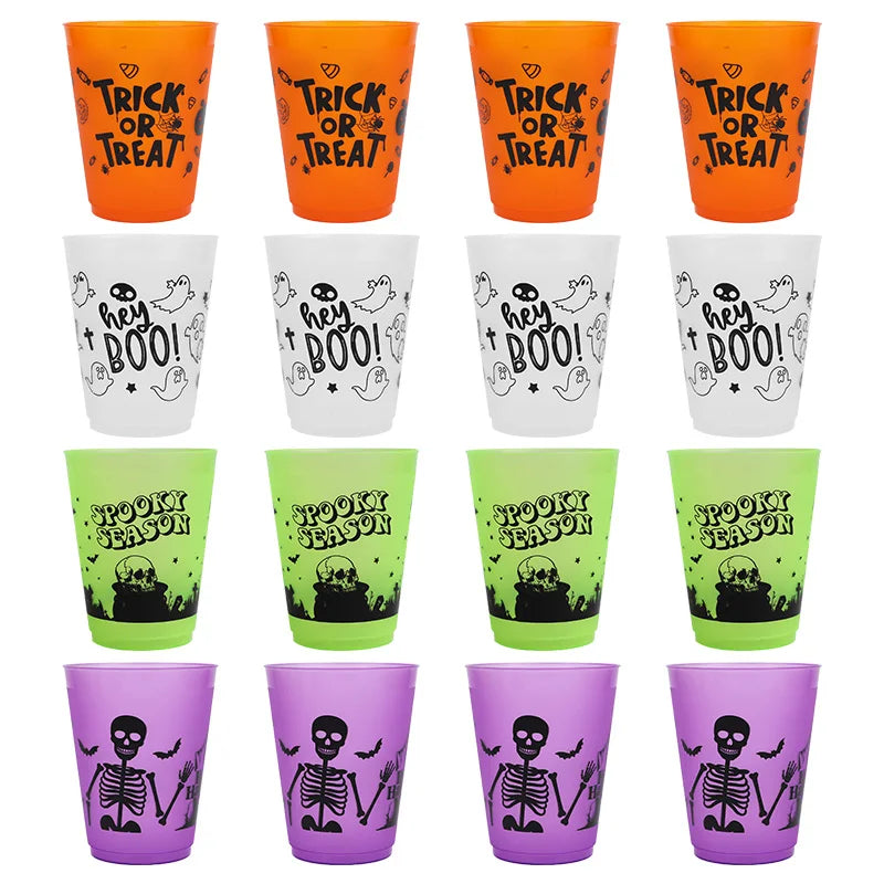 8-24Pcs Halloween Drinking Cups Boo Skull Plastic Juice Cocktail Cup for Halloween Party Home Table Decoration Supplies