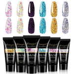 LIMEGIRL 30ml Nail Extension Gel Glitter Soak Off Nail Acrylic Crystal Build Poly UV Gel for Nails Quick Extension Manicure Glue