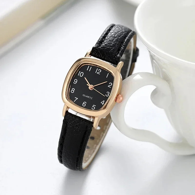 Kegllect Square Women Simple Small Dial Student Watches Vintage Belt Quartz Wristwatch