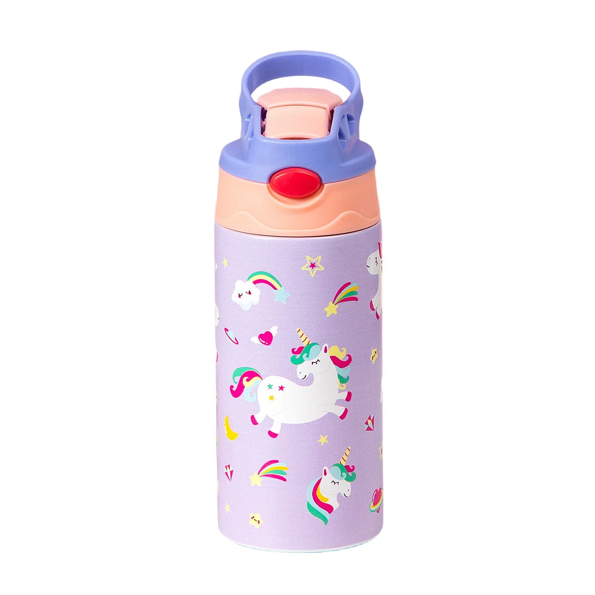 12OZ/350ml Cartoon Pattern Thermos Cup Stainless Steel Insulated Bottle Children Thermos Kettle Outdoor Portable Handheld Cup