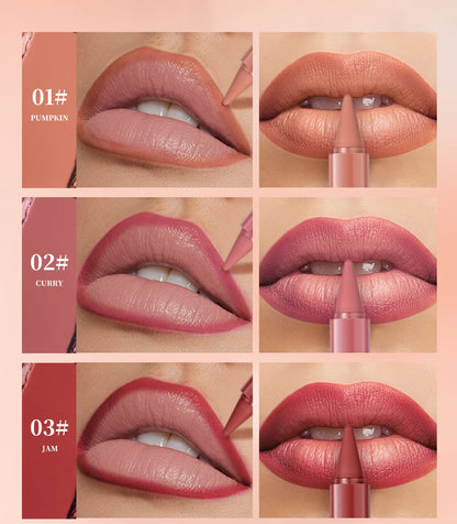 Twist Up Lip Liner Lipstick Pen Multipurpose Powder Blusher Velvet Matte Waterproof Lip Contour Non Stick Cup Lip Rouge Makeup