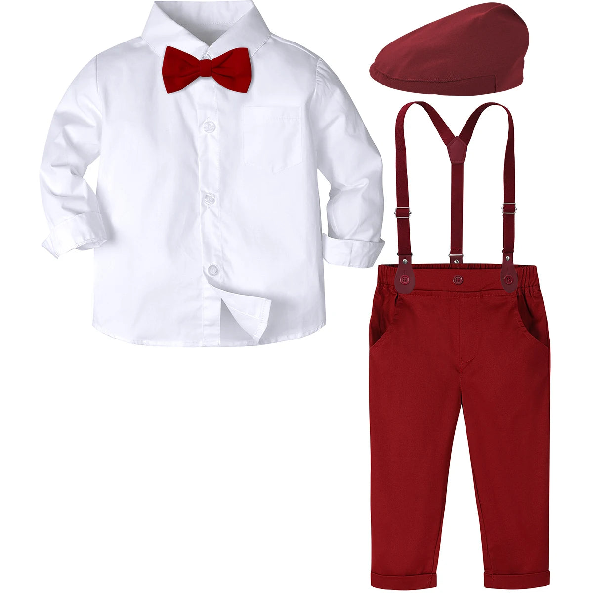 Baby Christmas Outfit Boy Kids Gentleman Formal Suit Toddler Suspenders Clothing Set Infant Party Dress Shirt