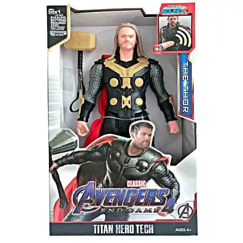 Action Toy 30cm Marvel Avengers Toy Thanos Hulk Spiderman Iron Man Captain America Thor Black Panther With Sound And Light
