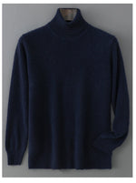 Men's 100% Pure Wool Pullover Sweater For Autumn Winter High Collar Knitted Long Sleeved Loose Solid Color Casual Simple Warmtop