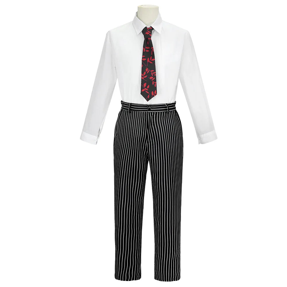 Wednesday The Addams Family Gomez Addams Cosplay Costume Black Striped Blazer Pants Vest Shirt Tie Set Halloween Carnival Outfit