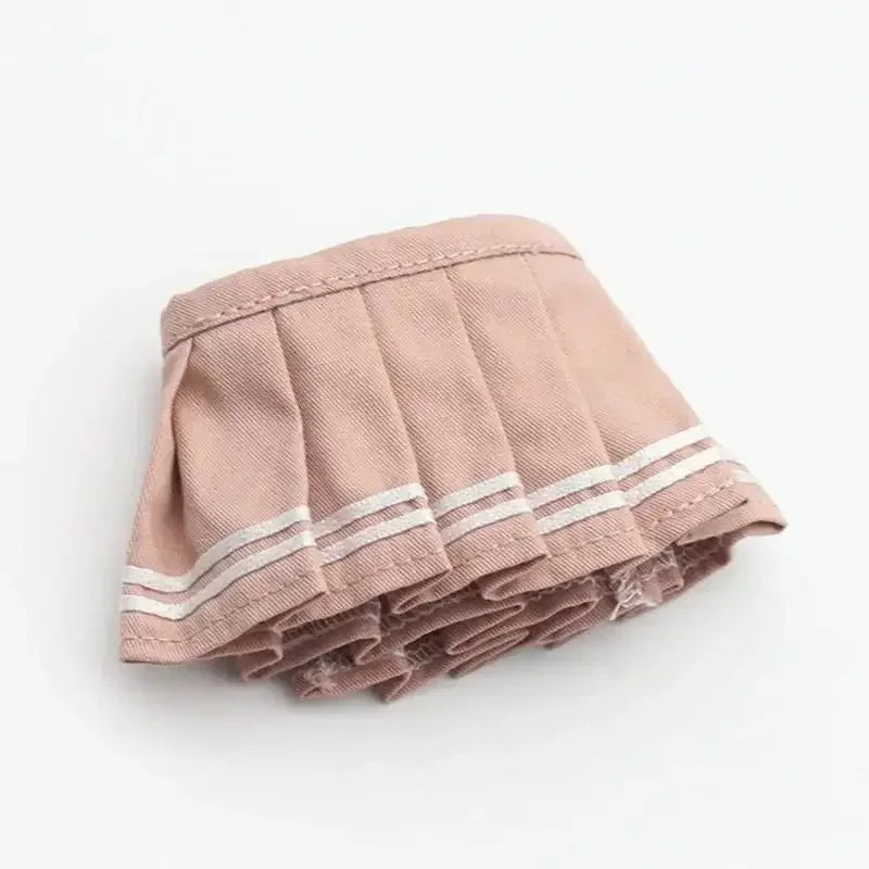 Mini Doll Clothes Outfit Accessories For Ropa 15-17cm Labubu Knitting T-shirt Hat pleated skirt Uniform Set Clothing