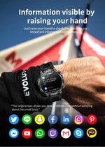 AK75 Smart Watch Flashlight 1.9inch Men Outdoors Sports Fitness Tracker 700mah Large Battery BT Calling LED Light Smartwatch