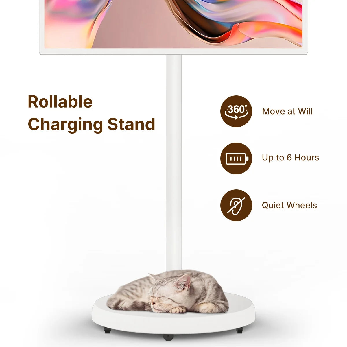 Smart Home Fitness Entertainment Movable Charging Screen Built-In Dual Speaker High-Definition Camera Smart Interactive Displays