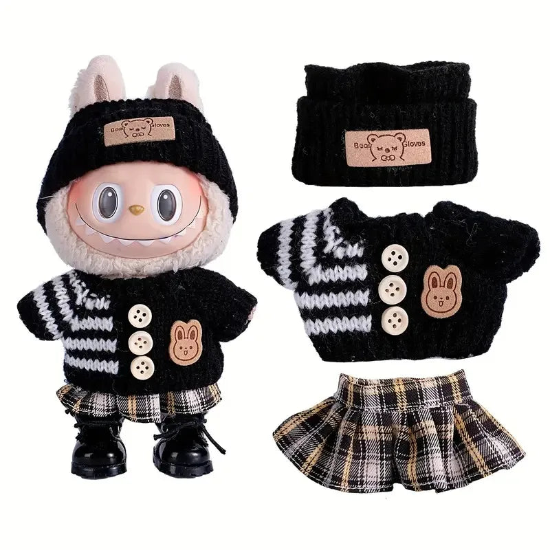 For Labubu Doll Clothing Cute Sweater Set 17cm Clothing Shoes Doll DIY Accessories Training Sitting Party Games Toys Gifts