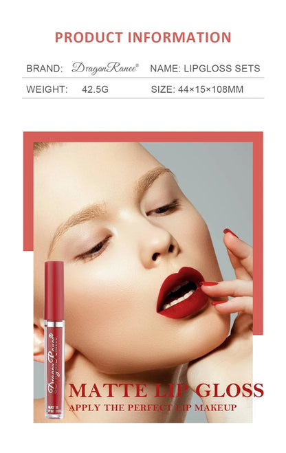 3Pcs/box Liquid Lipstick Set Matte Velvet Lip Gloss Set  Waterproof Liquid Lipstick Lip Non Stick Cup Lip Gloss Makeup