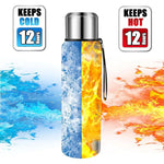 500/700/1000/1500ml Stainless Steel Thermos Flask Metal Drinkware Portable Vacuum Insulated Coffee Bottle with Rope and Cup