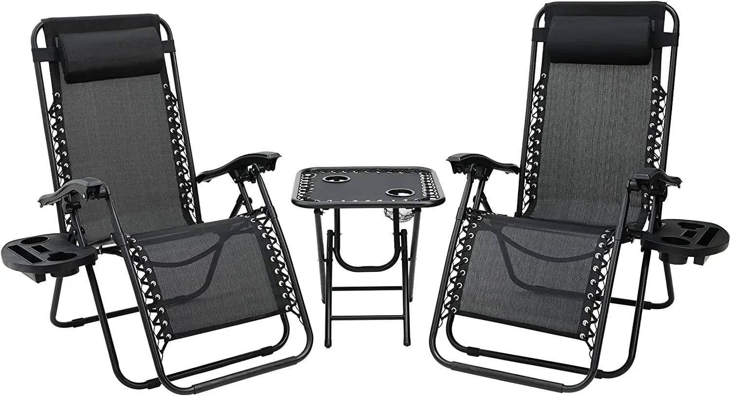 Homfa Folding Sun Lounger Set with Table