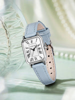 Fashion Rectangle Quartz Wrist Watch for Women Luxury Brand Roman Dial Leather Strap  Ladies Watches Clock