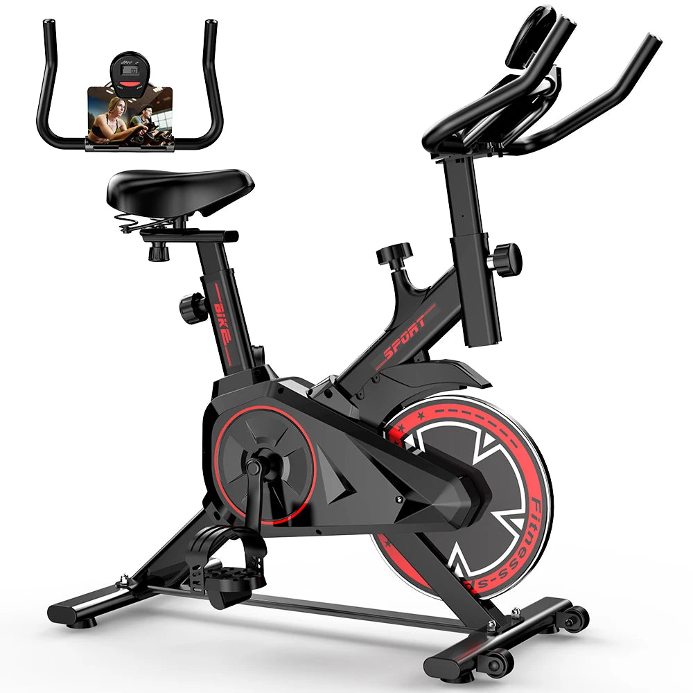 Formill QK101 Indoor Spin Bike Quiet Belt Drive Cardio Trainer with Electronic Display & Adjustable Resistance for Home Fitness