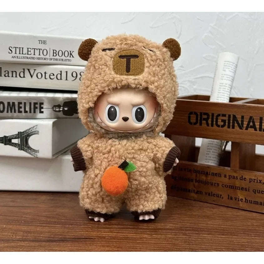 17cm Labubu Doll Clothes Capybara Cos Suit V1 V2 V3 Outfit Stylish Clothing Set for Plush Toy Dolls Accessories