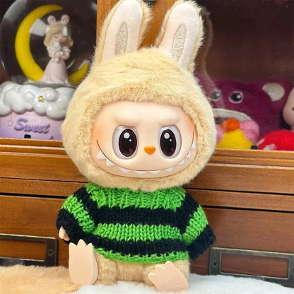 Ropa Labubu Doll Clothes Outfit Accessories For 15/17cm Labubu V2 V1 Plush Doll's Clothing Colorful Sweater Kid Toy Girl Gift