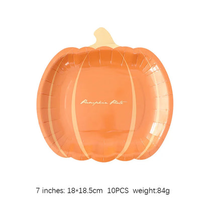 Halloween Thanksgiving Disposable Tableware White Paper Plates Halloween Pumpkin Party Supplies Birthday Party Decor