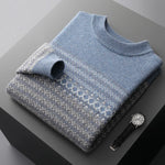 Men's Sweater Pullover Long Sleeve 100 Pure Woolen Sweater Autumn/Winter New Half High Collar Jacquard Knit Thickened Casual Top