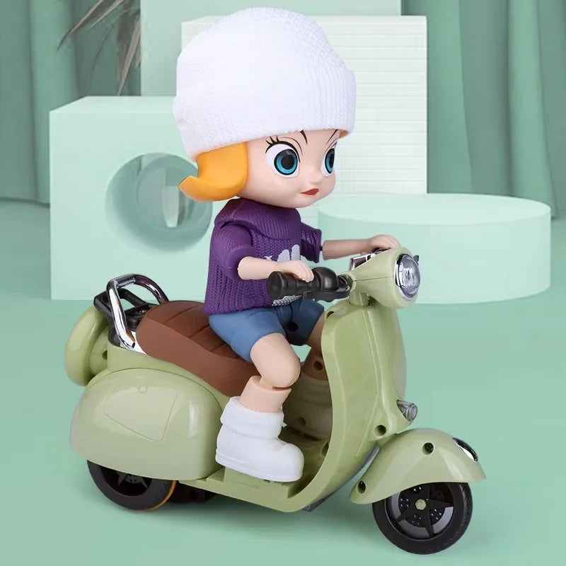 Labubu Doll Mini Electric Motorcycle,labubu Doll Accessories, Fun Cute Doll Toys,With Lights and Music,DIY Kid Christmas Gift