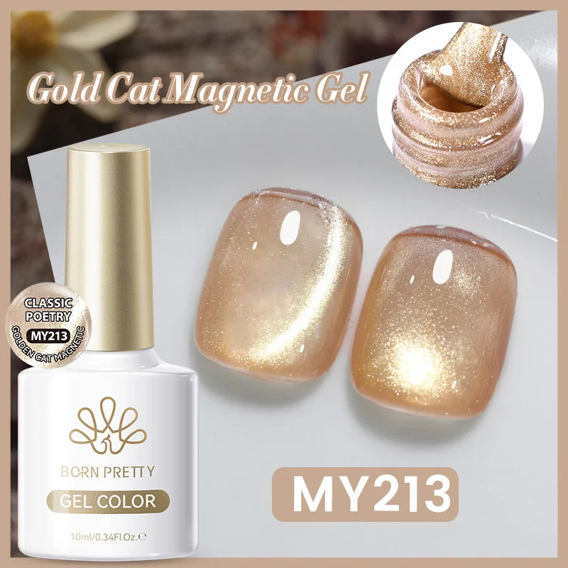 BORN PRETTY 10ml Silver Water Light Cat Magnetic Gel Nail Polish Nail Supplies Vernis Semi Permanent Gel for Fall Winter Nails