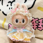 Bow Dress For 17cm Ropa Labubu Mini Doll Clothes Matching Pearl Hair Accessory Fahion Style Labubu V2/V3