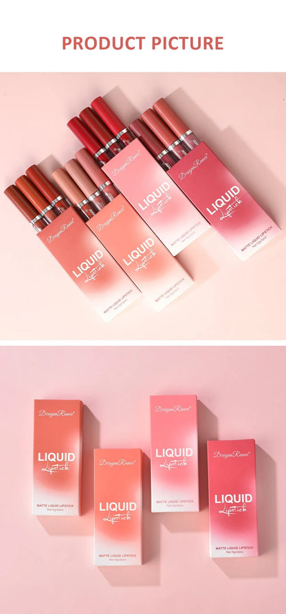 3Pcs/box Liquid Lipstick Set Matte Velvet Lip Gloss Set  Waterproof Liquid Lipstick Lip Non Stick Cup Lip Gloss Makeup